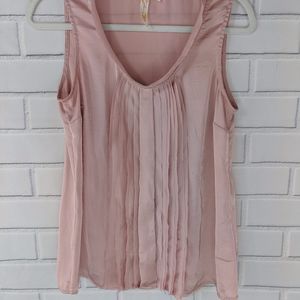 ADIVA Pink Silky Heavy Pleated Front Tank MEDIUM